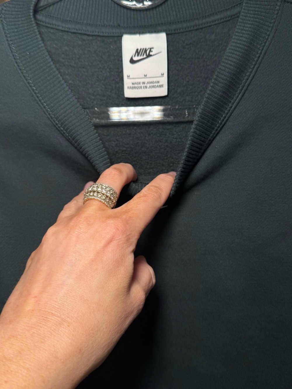 Nike Dark Green Crewneck Sweatshirt with White Swoosh - Picture 4 of 5